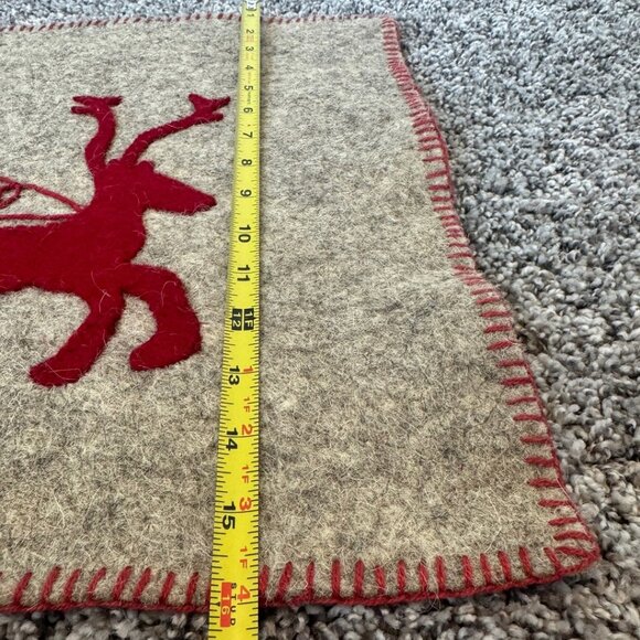 Arcadia Home 100% Wool Holiday Christmas Table Runner Reindeer & Sleigh 16"X45" - Picture 6 of 7